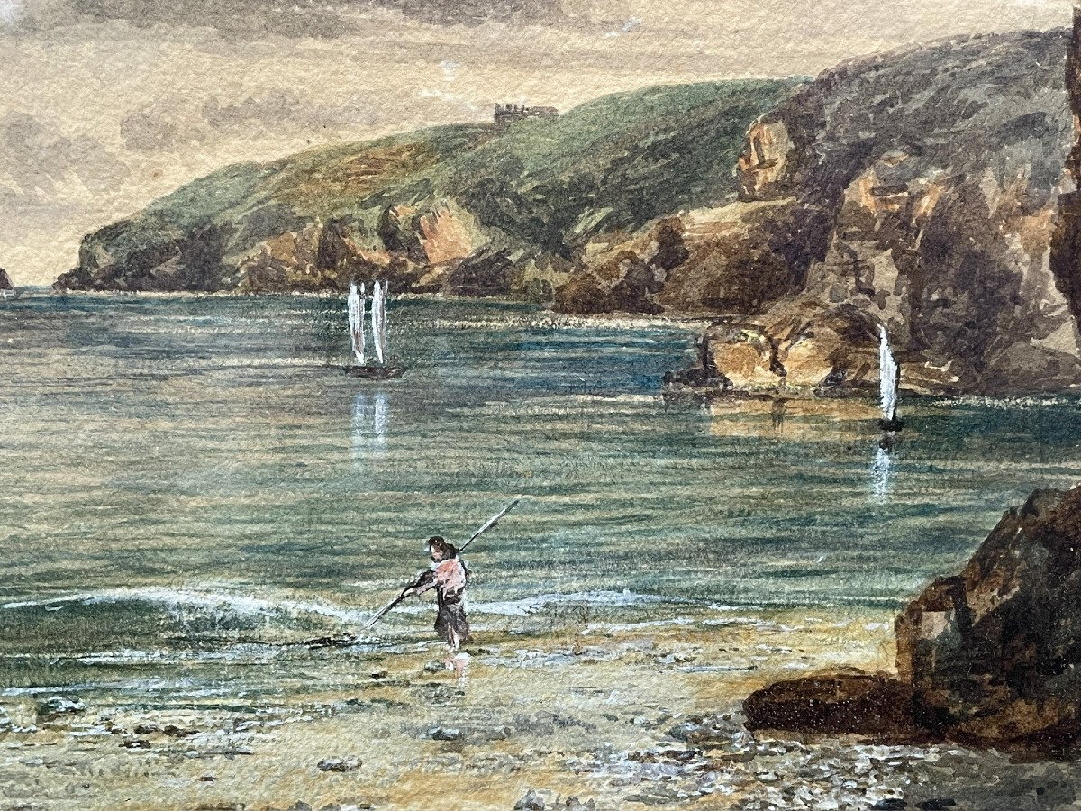 Bord de mer, falaise et arche : les pêcheurs par E. H. Wolden 1857-photo-3