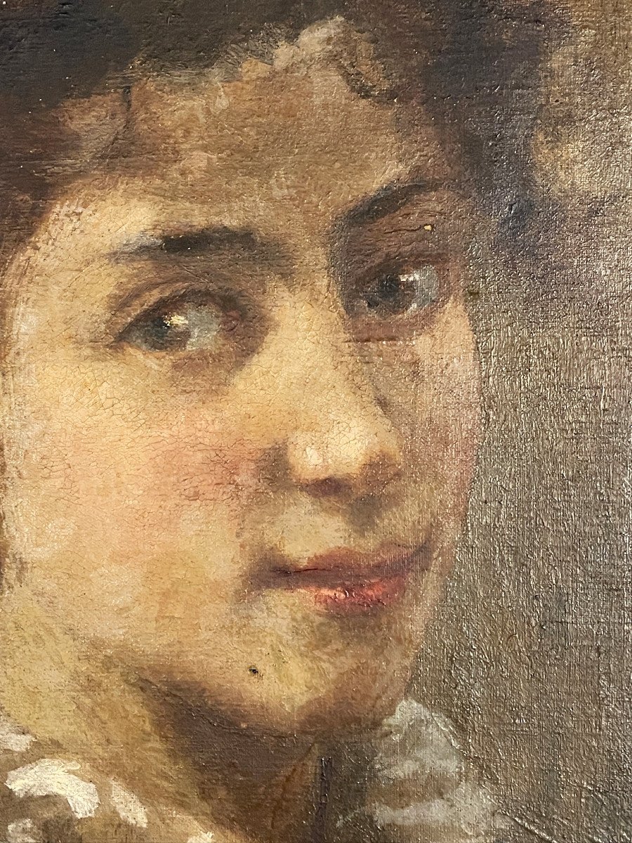 Portrait de jeune femme par Pio Sanquirico Italie XIXème Milan-photo-3