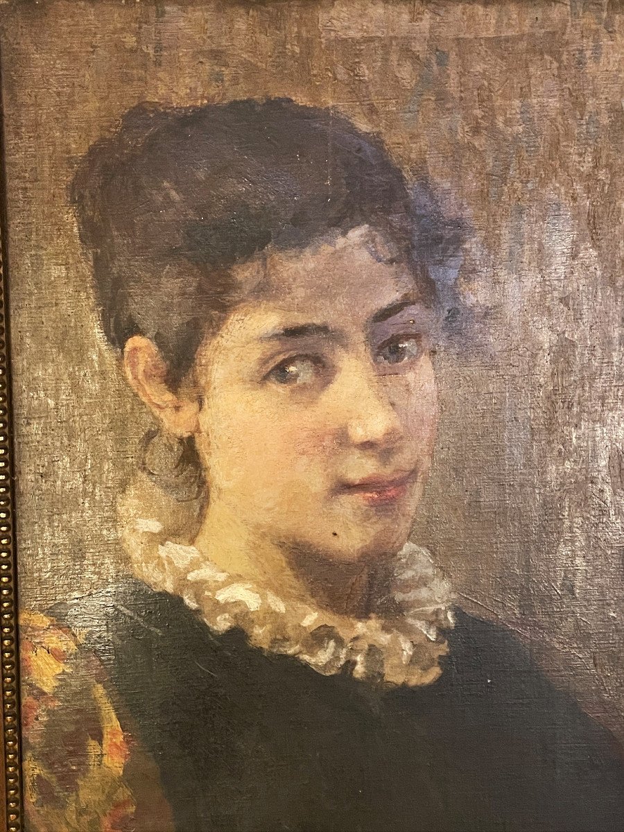 Portrait de jeune femme par Pio Sanquirico Italie XIXème Milan-photo-4