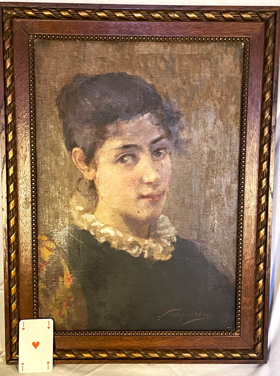 Portrait de jeune femme par Pio Sanquirico Italie XIXème Milan-photo-1