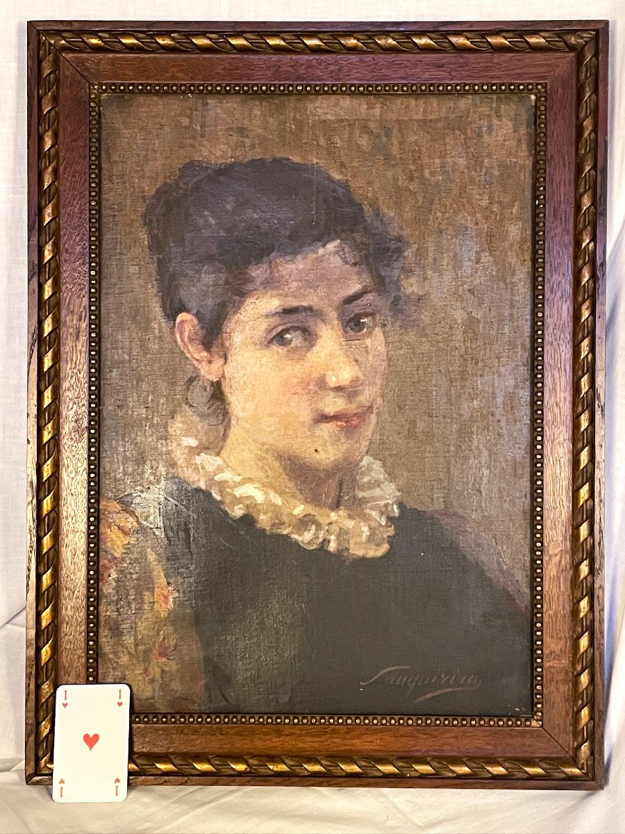 Portrait de jeune femme par Pio Sanquirico Italie XIXème Milan