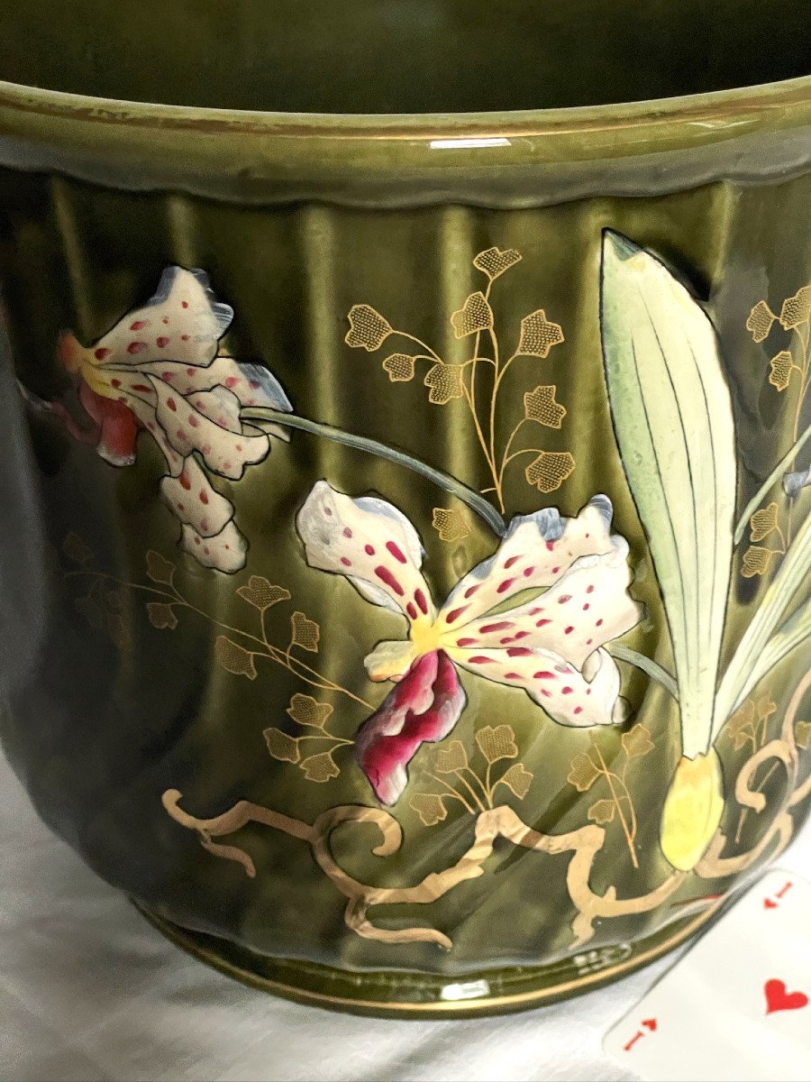 Orchid Flowerpot From Fives-lille Earthenware Factory-photo-1