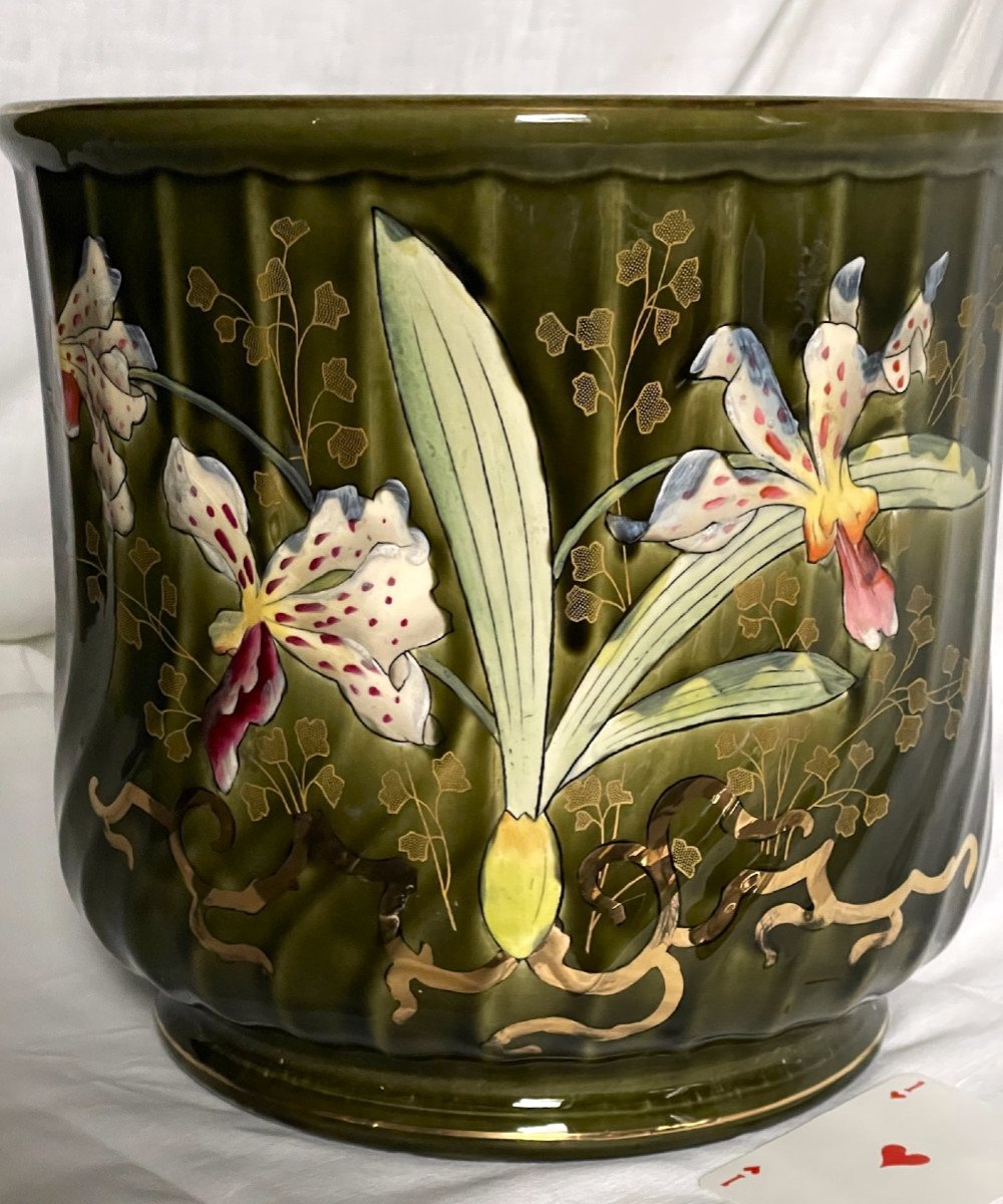 Orchid Flowerpot From Fives-lille Earthenware Factory