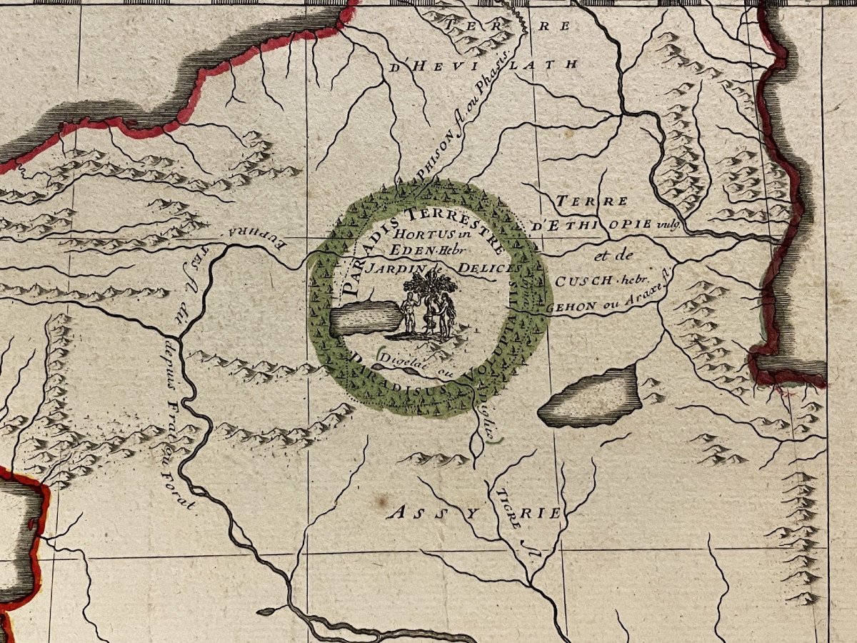 Map Of Paradise On Earth According To Moses, Early 18th Century-photo-3