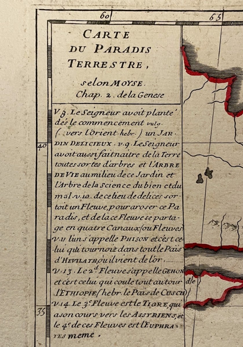 Map Of Paradise On Earth According To Moses, Early 18th Century-photo-4