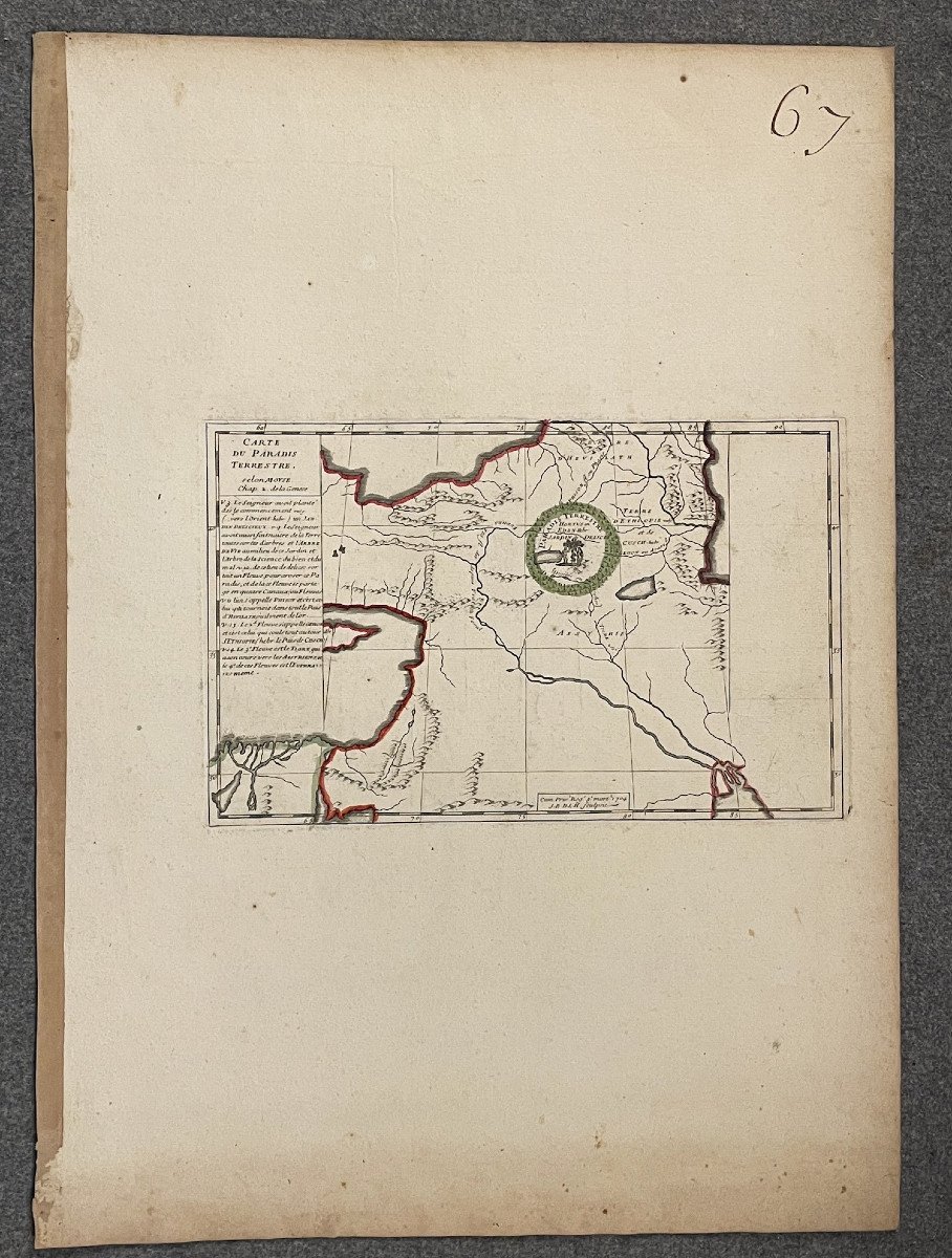 Map Of Paradise On Earth According To Moses, Early 18th Century-photo-3