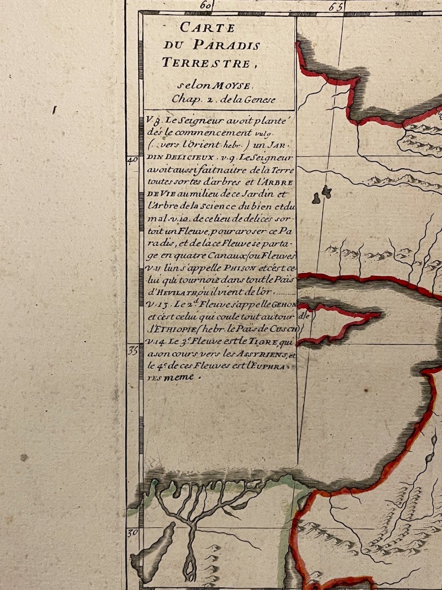 Map Of Paradise On Earth According To Moses, Early 18th Century-photo-5