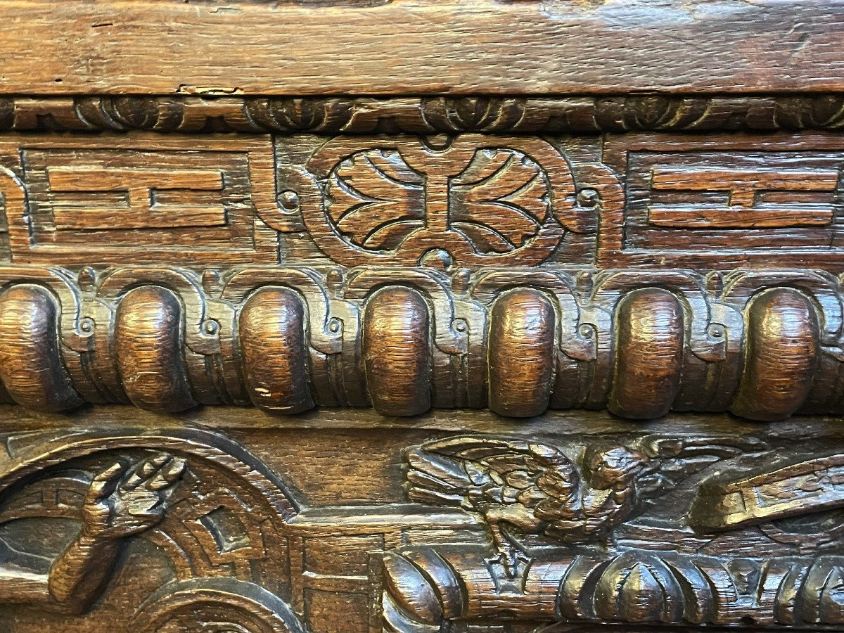 Ceremonial Or Wedding Chest In Carved Oak Normandy Late 16th Early 17th Century-photo-5