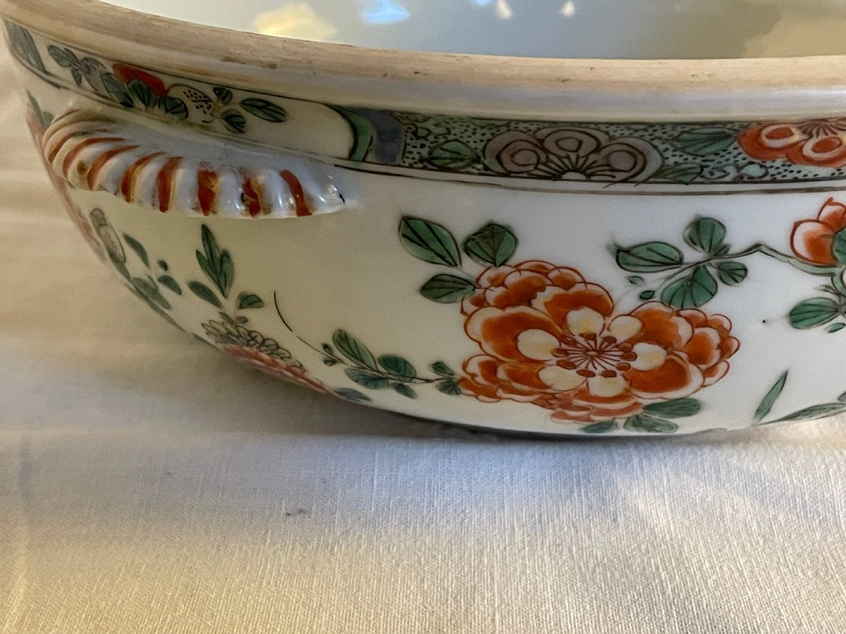 Polychrome Porcelain Soup Tureen Or Vegetable Dish China Famille Verte 17th Century-photo-4