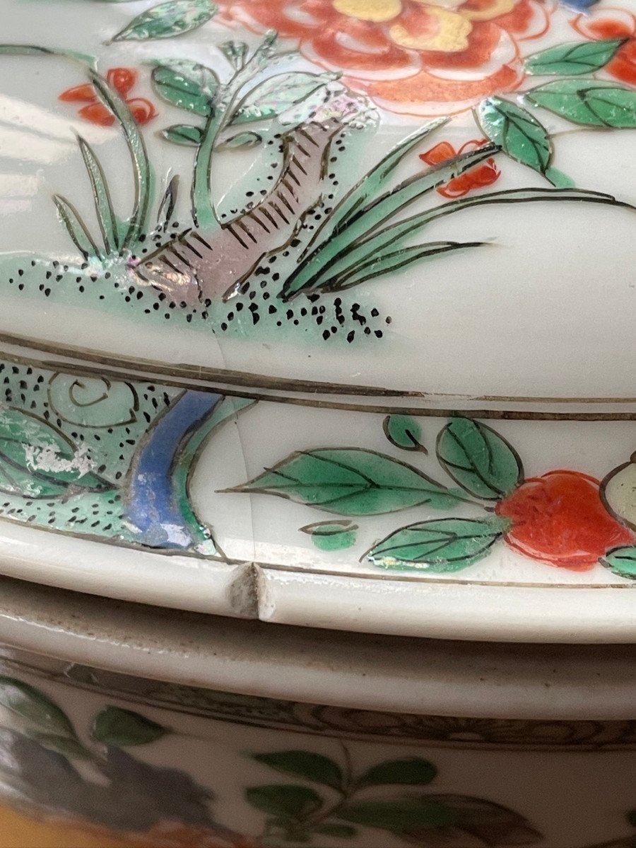 Polychrome Porcelain Soup Tureen Or Vegetable Dish China Famille Verte 17th Century-photo-7