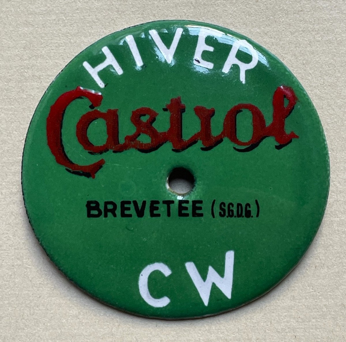 Ancienne et rare petite plaque émaillée huile « Castrol Hiver »-photo-2