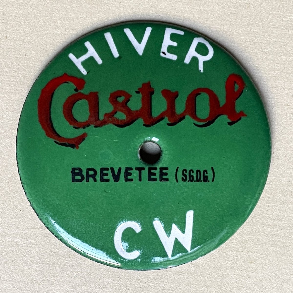 Ancienne et rare petite plaque émaillée huile « Castrol Hiver »