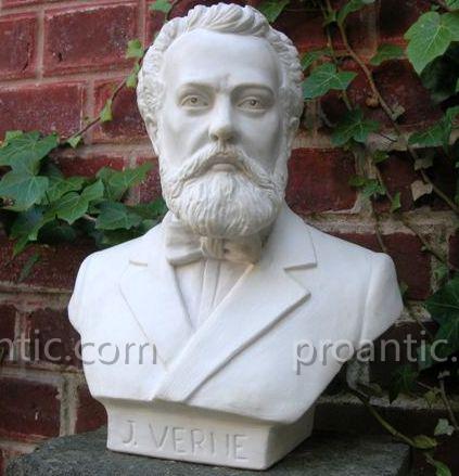 Jules Verne White Marble Bust, Nantes Amiens