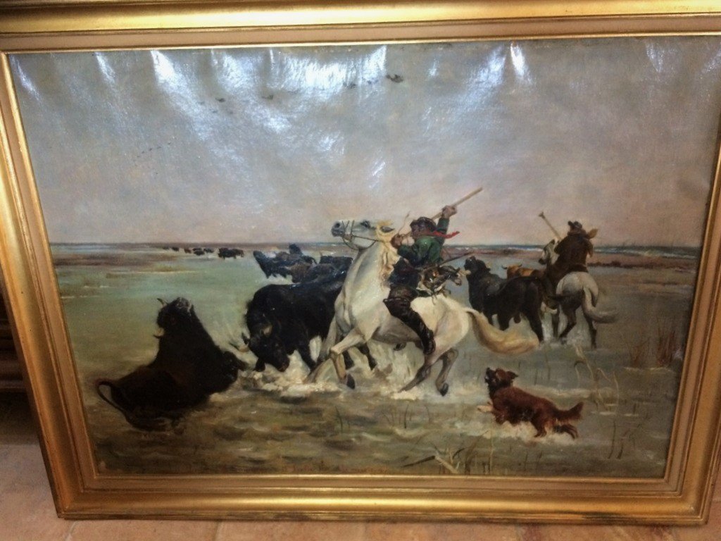 d’après Paul Vayson taureaux de Camargue par Gamerre, musée de Marseille XIXème-photo-7