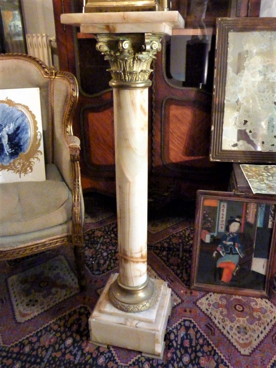 Turning Column In Onyx And Bronze Napoleon III (acc) XIXth-photo-2