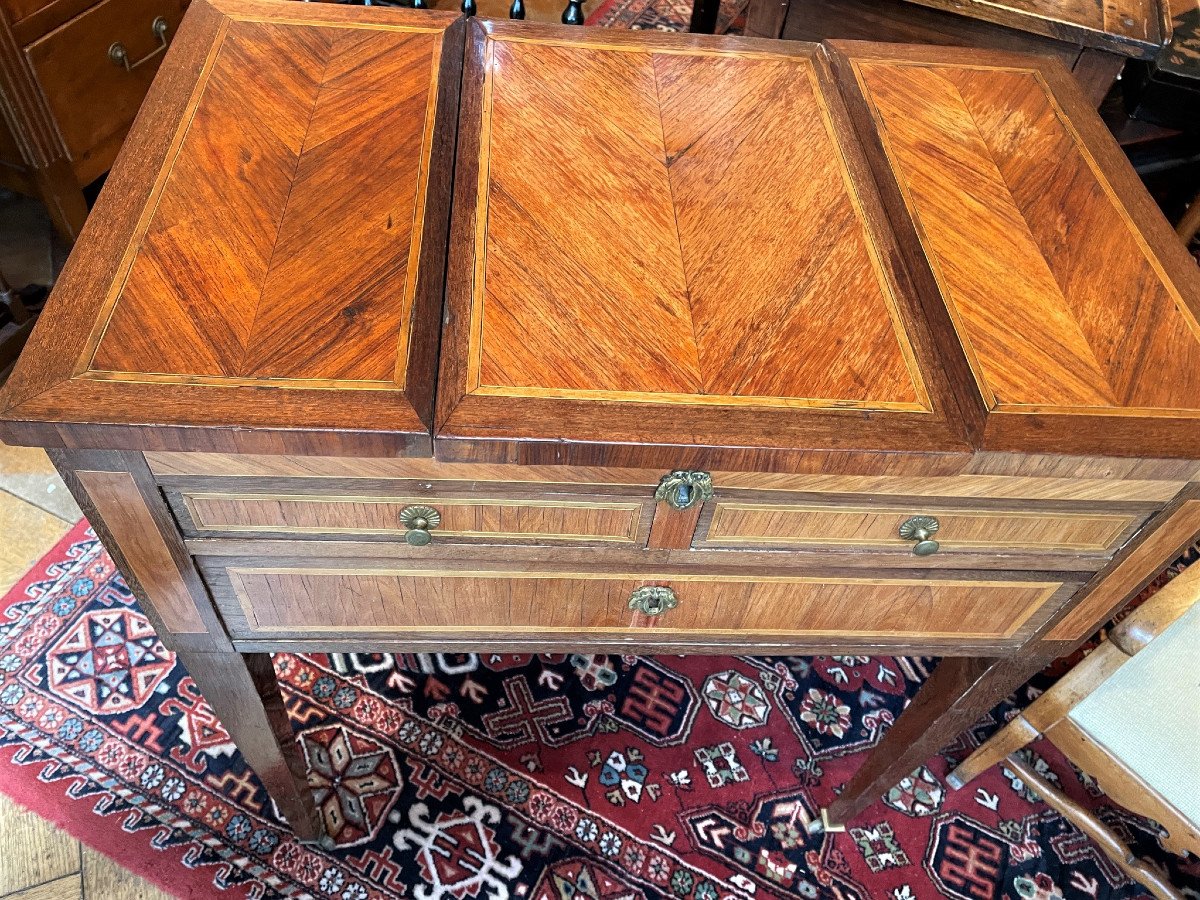 Louis XVI Dressing Table In Marquetry-photo-3