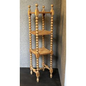 High Square Shelf In Turned Wood, Console, Harness Circa 1900
