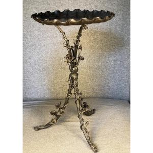 Wrought Iron Pedestal Table, Winter Garden, Veranda, Living Room, Harness, Small Table, Late 19th Century