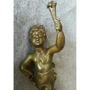 Porteur de la flamme (olympique…) Bacchus enfant,  bronze de Marcel Debut