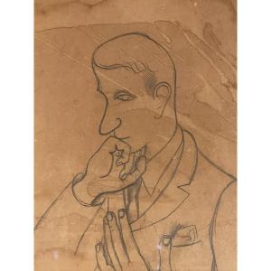 Roger De La Fresnaye Drawing Bust Of A Pensive Man, Charlieu Exhibition 1975