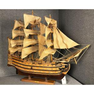 Large Model Of The Victory Ship, Admiral Nelson's Vessel At Trafalgar