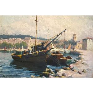 Saint Tropez, Annonciade, port et bateau de pêcheur par Louis Mourgues (Sainte Maxime)