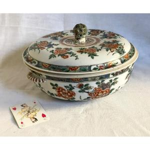 Polychrome Porcelain Soup Tureen Or Vegetable Dish China Famille Verte 17th Century