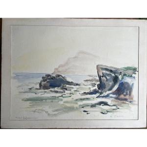 Les Embiers, Baie De Sanary Aquarelle Par Michel Degenne, Côte D’azur, Provence