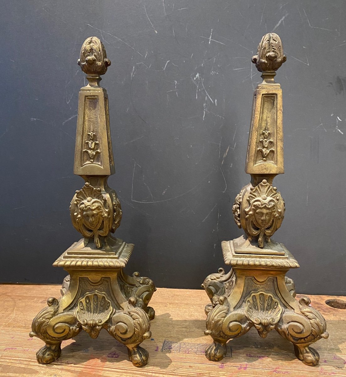 Front Of Bronze Andirons