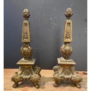 Front Of Bronze Andirons