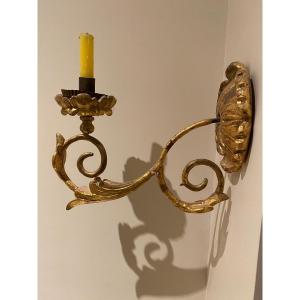 Wall Candle Holder In Golden Wood