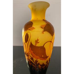 Glass Paste Vase Signed d'Argental, Art Nouveau