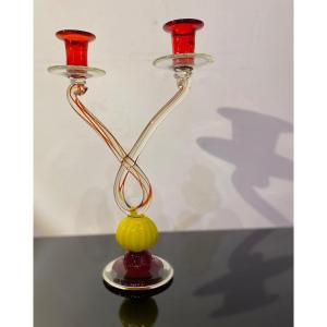 Murano Glass Two Branch Candle Holder