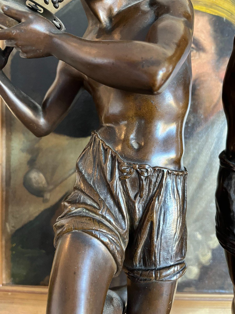 Francisque Joseph Duret (1804-1865) - Dancer With Tambourine And Castanets In Patinated Bronze.-photo-1