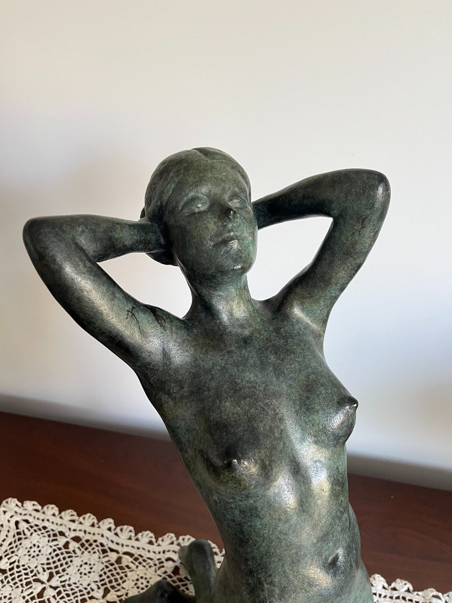 Jorge Borras (1952) - Kneeling Woman In Bronze Signed And Numbered 6/8.-photo-2