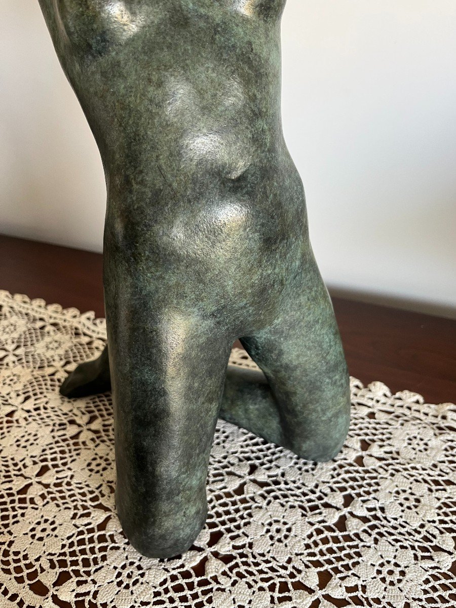 Jorge Borras (1952) - Kneeling Woman In Bronze Signed And Numbered 6/8.-photo-3