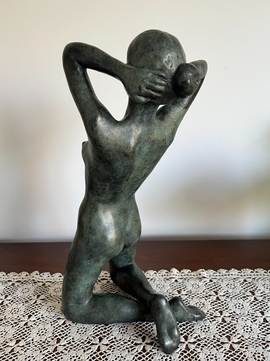 Jorge Borras (1952) - Kneeling Woman In Bronze Signed And Numbered 6/8.-photo-3