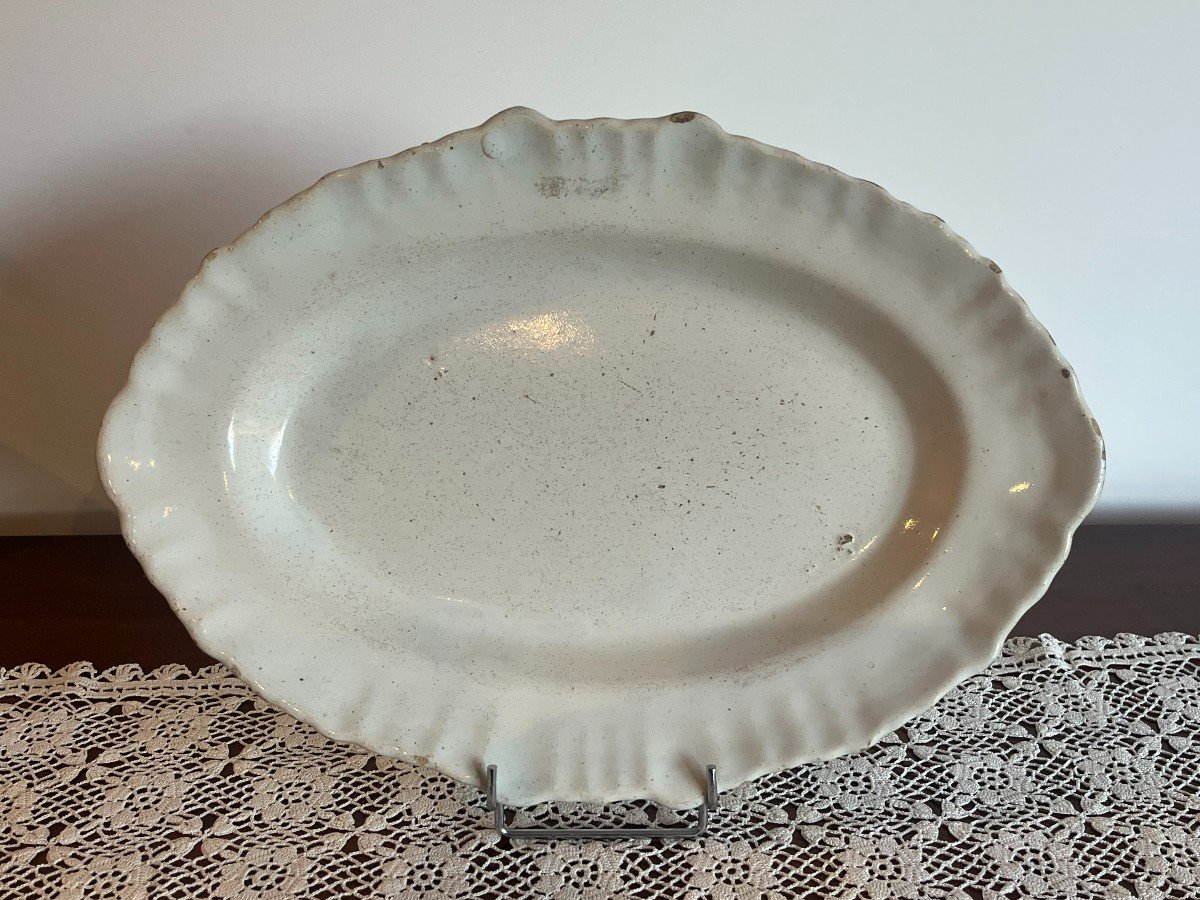 Large White Earthenware Dish, 18th Century.