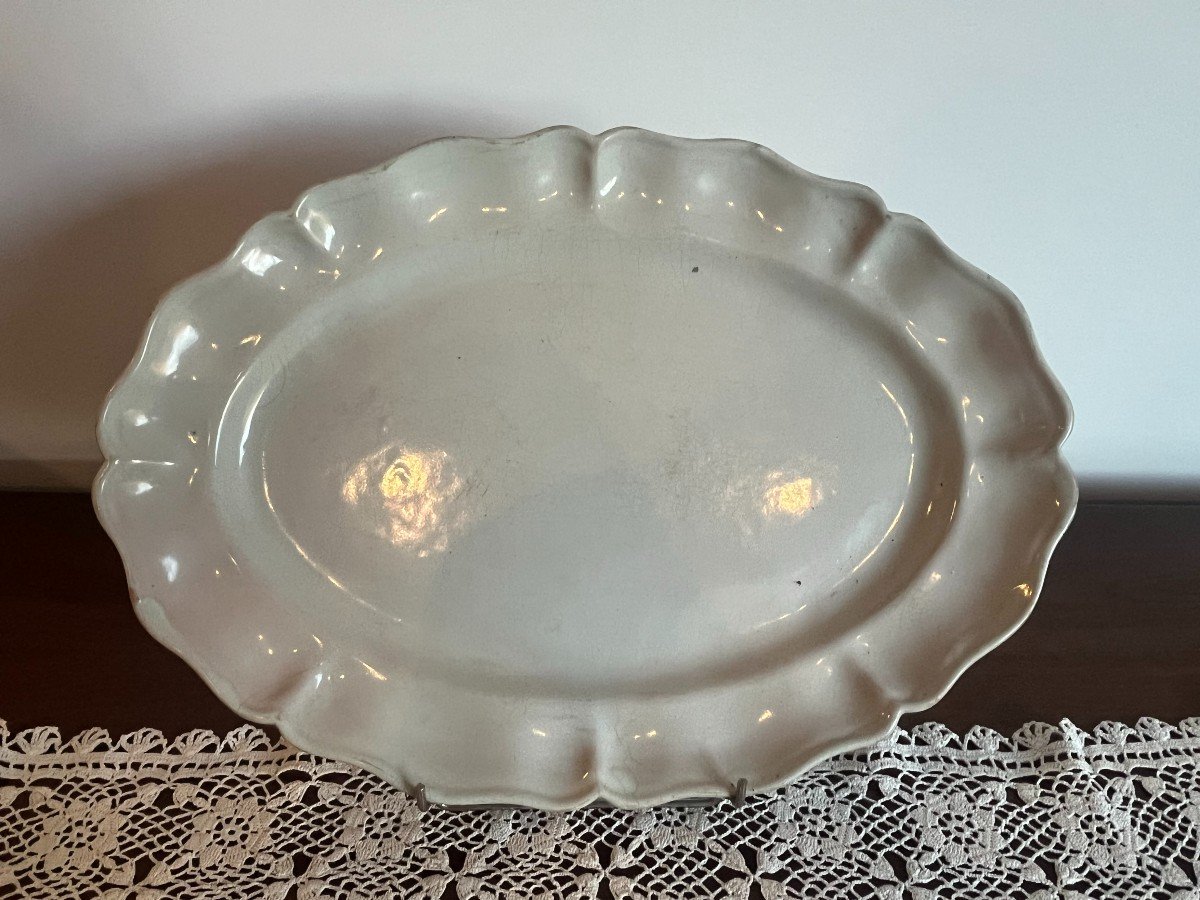 Large White Earthenware Dish, 18th - 19th Century.