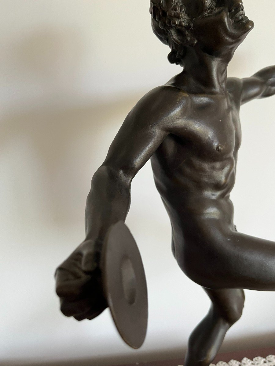 Henry Fugere (1872-1944) Bronze Sculpture "faun Dancing With Cymbals", 19th Century.-photo-4