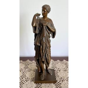 “diane De Gabies” Bronze Sculpture By Barbedienne And Collas, 19th Century.