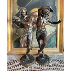 Francisque Joseph DURET (1804-1865) - Danseur au tambourin et castagnettes en bronze patiné.