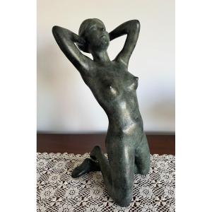 Jorge Borras (1952) - Kneeling Woman In Bronze Signed And Numbered 6/8.