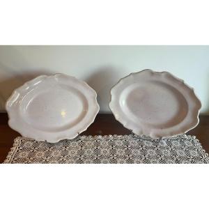 Pair Of White Earthenware Dishes, 18th - 19th Century.