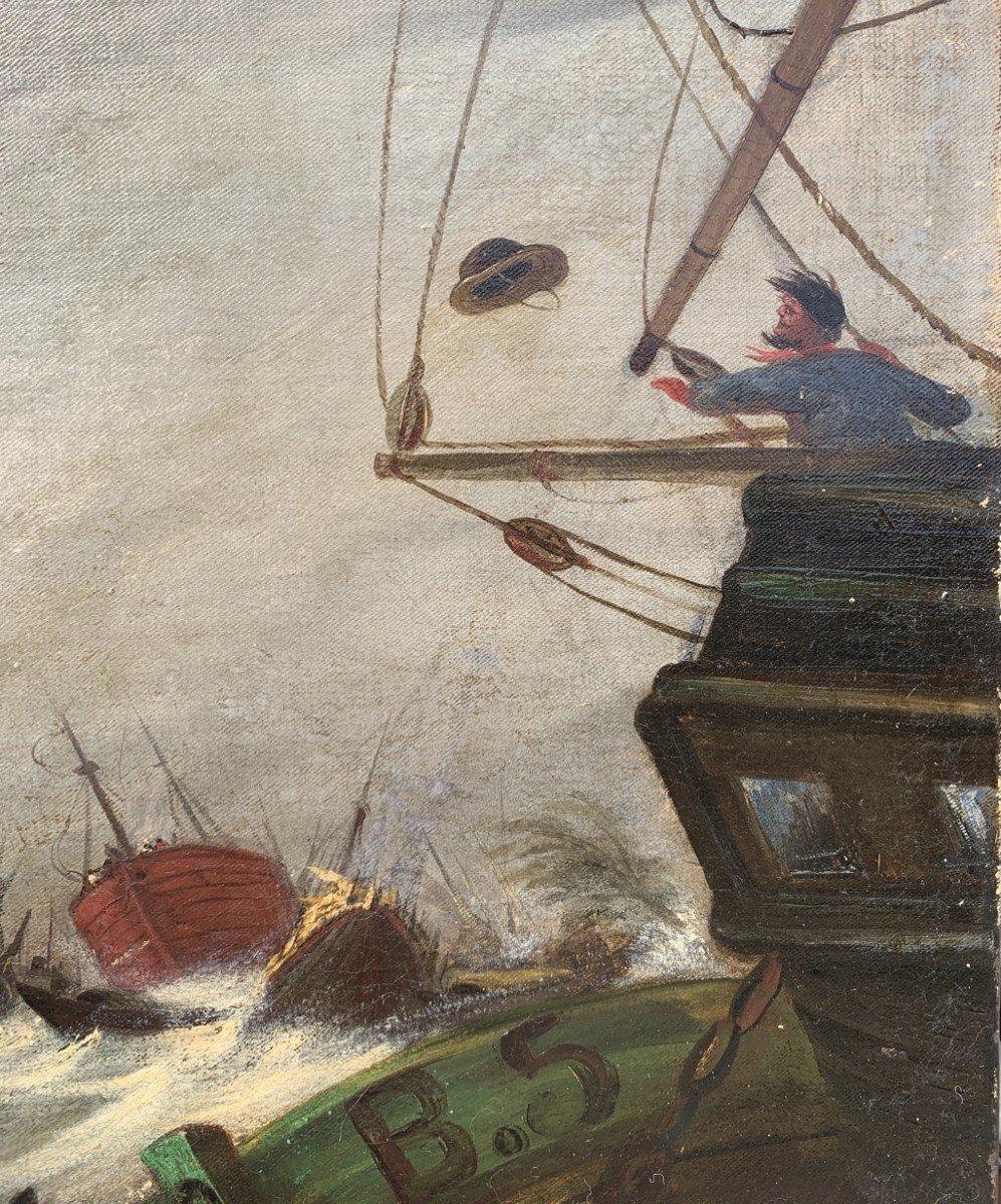 Peintre Français (fin XIXe Siècle) - Mer Agitée.-photo-4