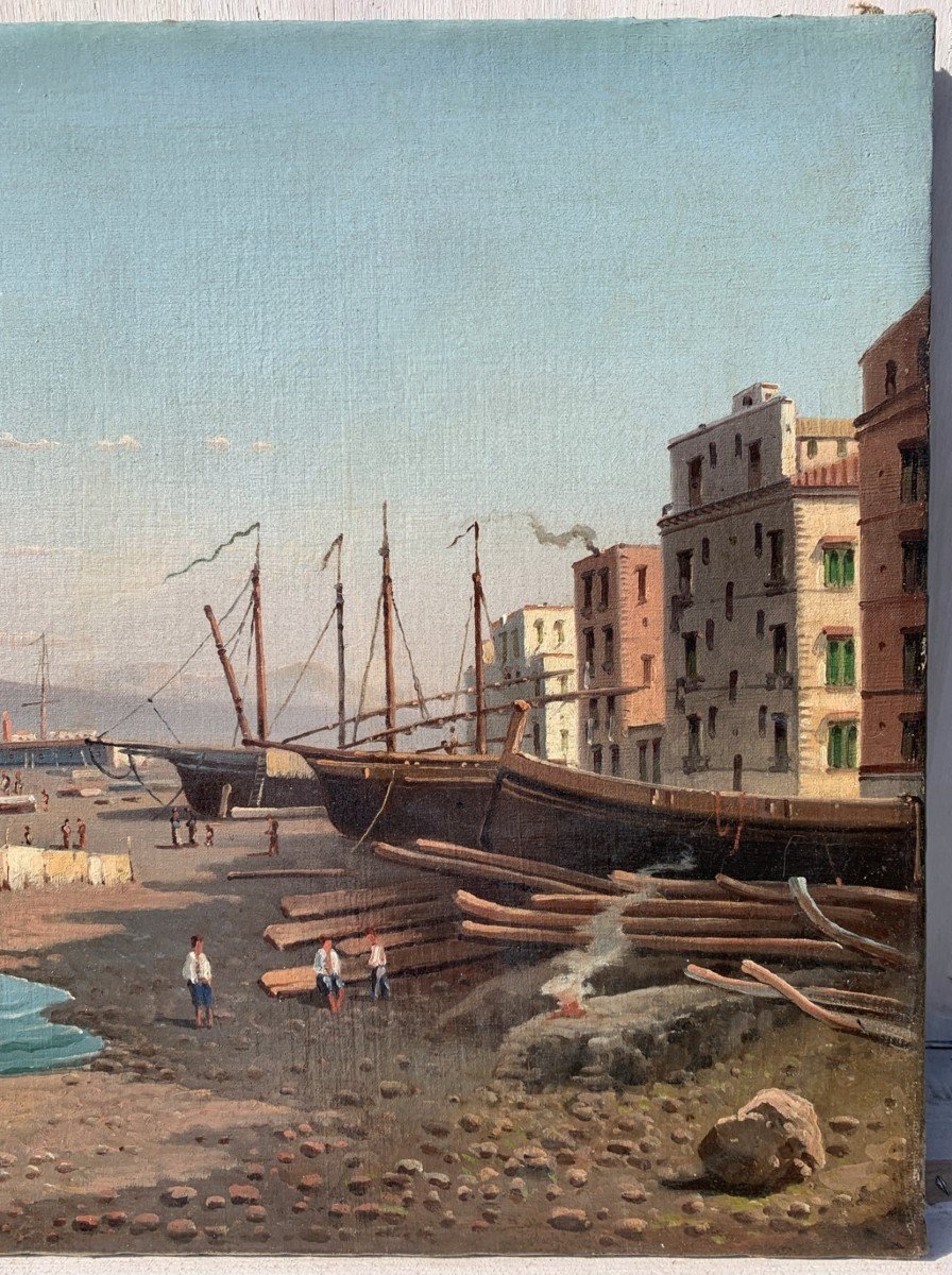 Italian Painter (early 19th Century) - View Of Naples With Vesuvius-photo-3