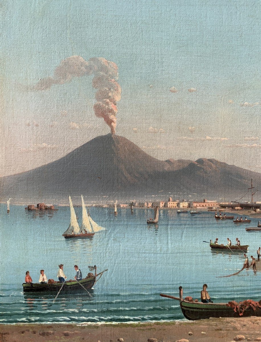 Italian Painter (early 19th Century) - View Of Naples With Vesuvius-photo-4