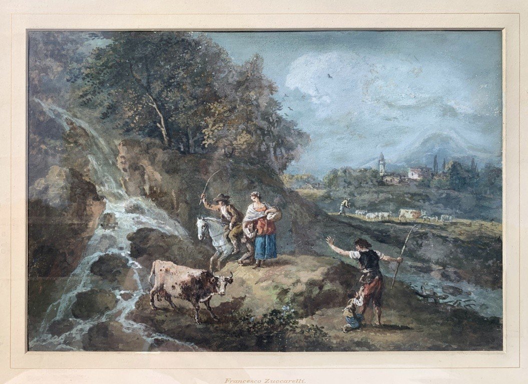 Francesco Zuccarelli - River Landscape With Shepherds And Herds-photo-2