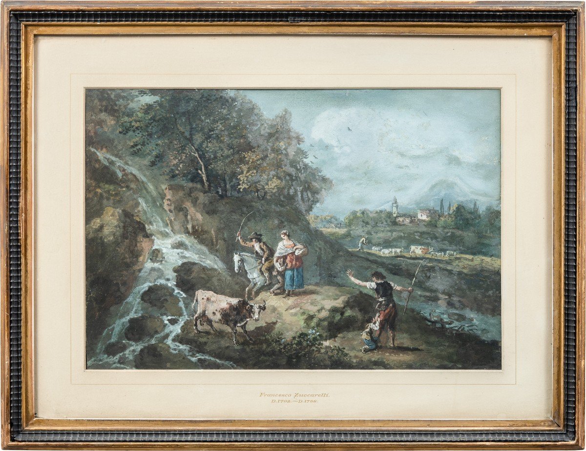Francesco Zuccarelli - River Landscape With Shepherds And Herds