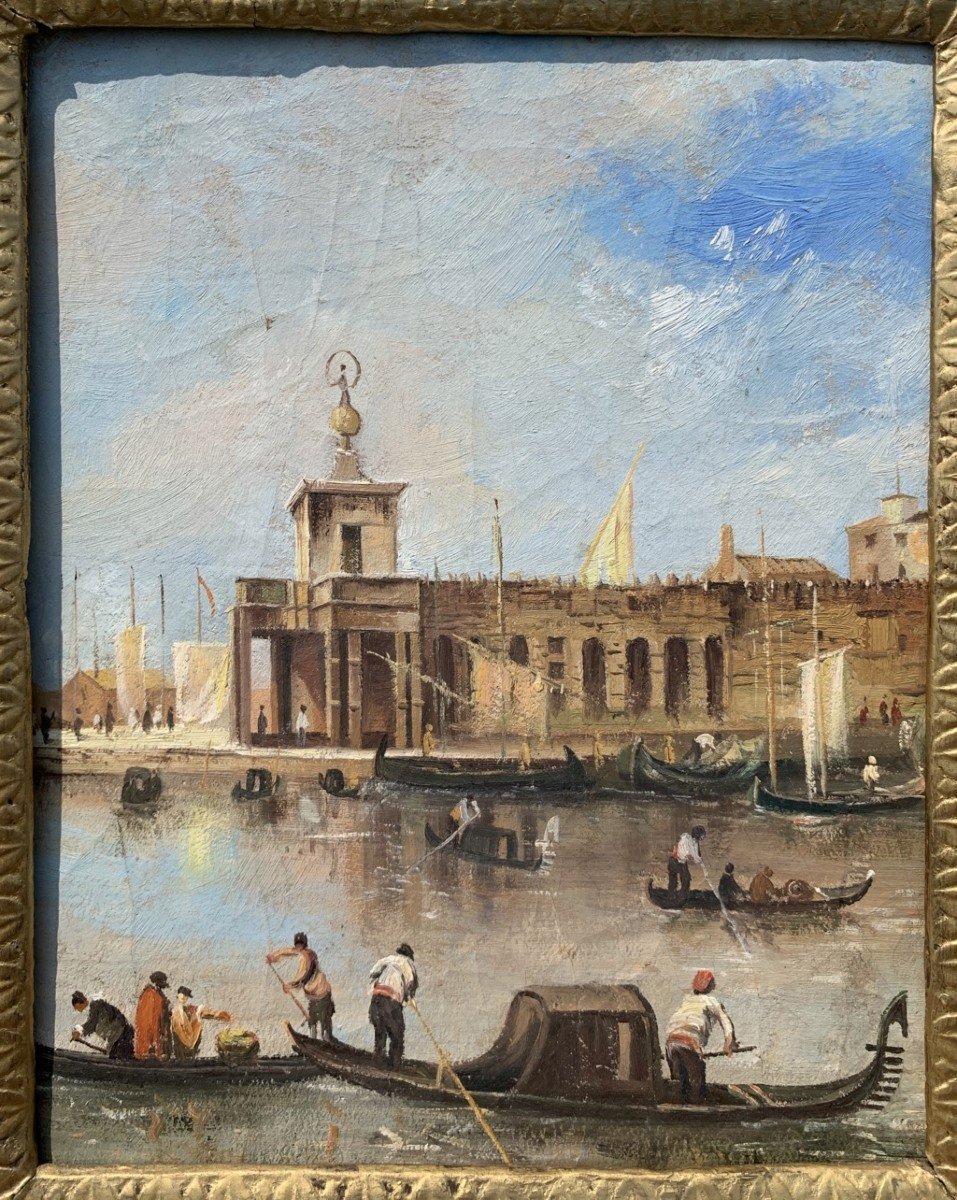 Venetian Painter (19th Century) - Venice, View Of The Punta Della Dogana.-photo-3